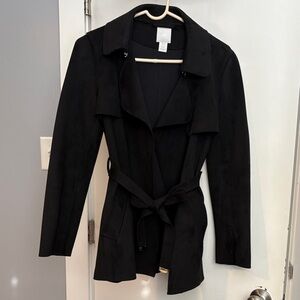 H&M Elegant Black Short Trench Coat